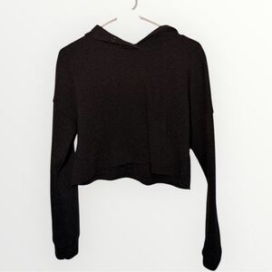 Women's Black Cropped Hoodie Top